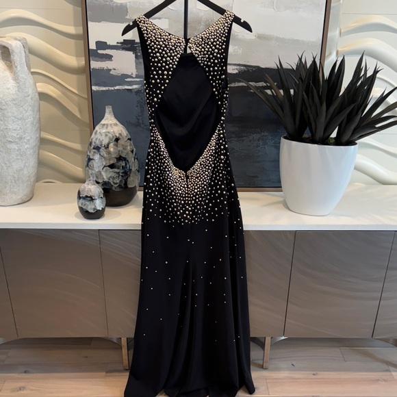 La Femme Black Dress with Silver Embellishments - Picture 4 of 6